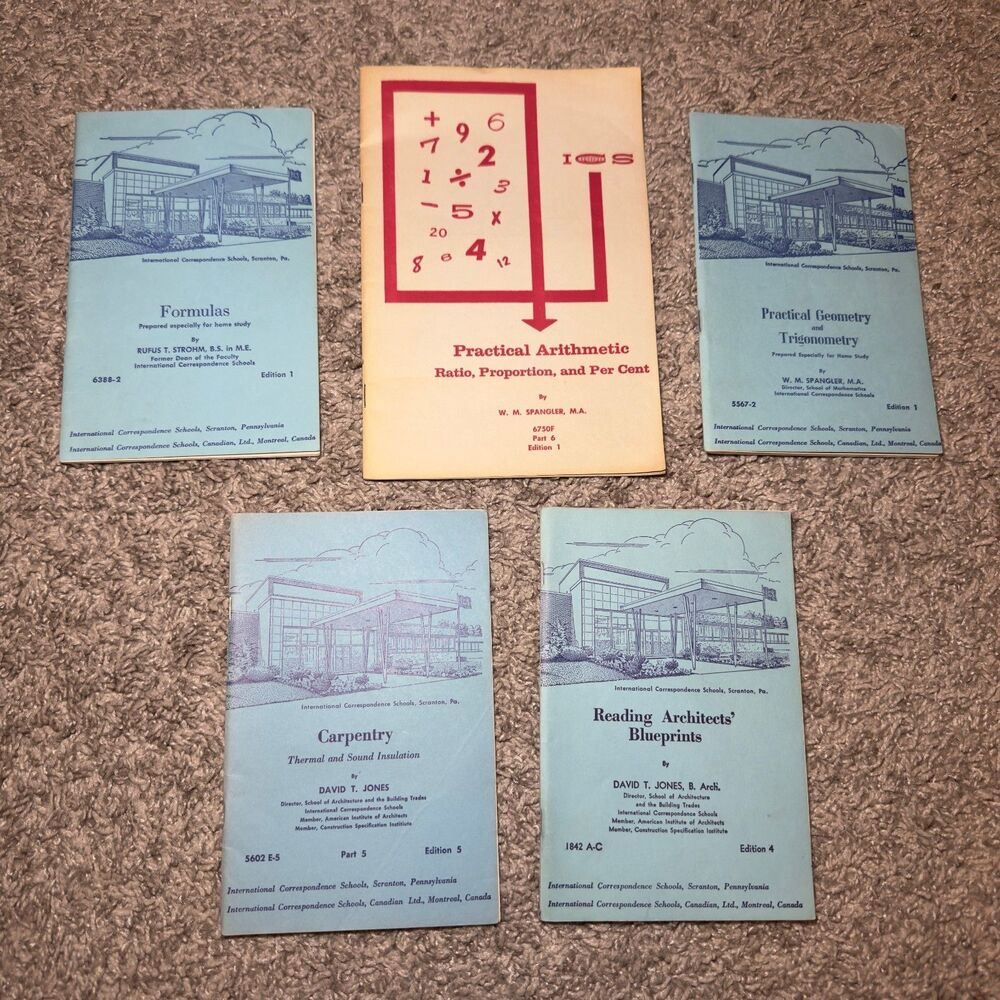 ICS Practical Arithmetic Formulas Carpentry Practicial Geometry VTG Math Books